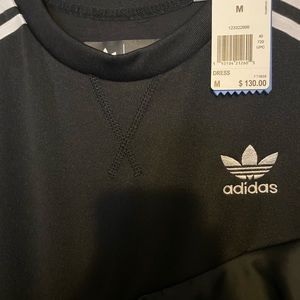 NWT!! Adidas Originals J Koo Black Trefoil Ruffle Asymmetrical Dress Women’s M